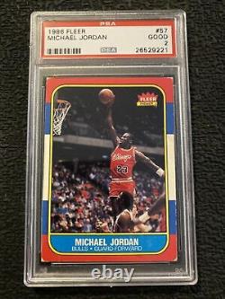 Michael Jordan ROOKIE PSA 2 Fleer 1986 Collector Card Vintage Chicago #57 GIFT