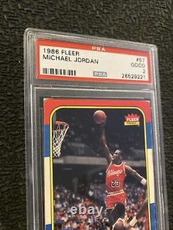 Michael Jordan ROOKIE PSA 2 Fleer 1986 Collector Card Vintage Chicago #57 GIFT