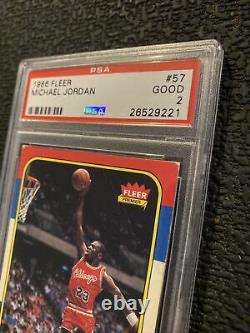 Michael Jordan ROOKIE PSA 2 Fleer 1986 Collector Card Vintage Chicago #57 GIFT