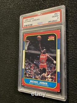 Michael Jordan ROOKIE PSA 2 Fleer 1986 Collector Card Vintage Chicago #57 GIFT