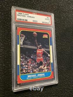 Michael Jordan ROOKIE PSA 2 Fleer 1986 Collector Card Vintage Chicago #57 GIFT