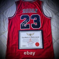 Michael Jordan Signed Bulls Jersey #23 Autographed Red With COA and Hologram