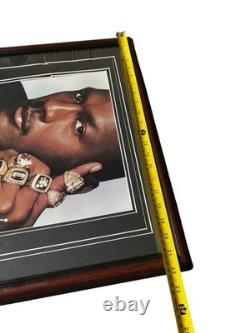 Micheal Jordan 6-Time NBA Champion Rings Frame Nike Poster Authentic Engraved