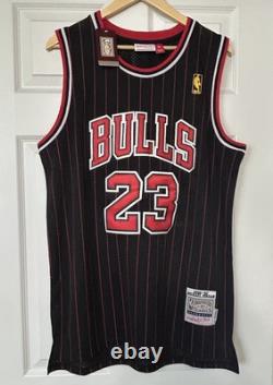 NWT Michael Jordan #23 Black Pinstripes Chicago Bulls Mitchell & Ness 96-97 XL