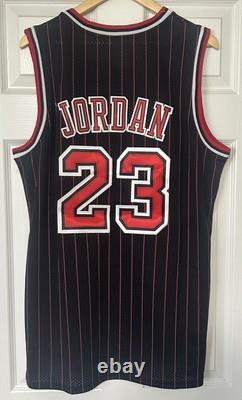 NWT Michael Jordan #23 Black Pinstripes Chicago Bulls Mitchell & Ness 96-97 XL