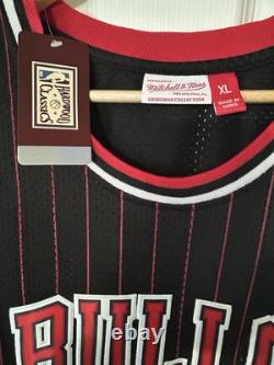NWT Michael Jordan #23 Black Pinstripes Chicago Bulls Mitchell & Ness 96-97 XL