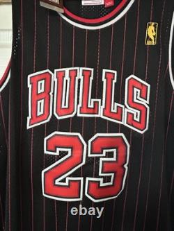 NWT Michael Jordan #23 Black Pinstripes Chicago Bulls Mitchell & Ness 96-97 XL