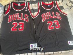 New MICHAEL JORDAN #23 Chicago Bulls Black Champion Jersey Size 44 Large L