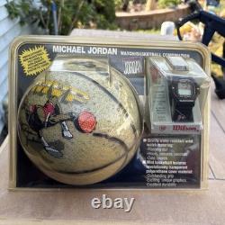 RARE 1990s Michael Jordan Wilson MVP Slam Dunk Basketball & Watch Combo In Box