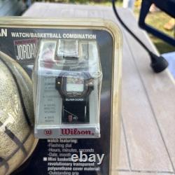 RARE 1990s Michael Jordan Wilson MVP Slam Dunk Basketball & Watch Combo In Box