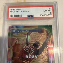 Topps Finest 1993-94 Michael Jordan #1 Chicago Bulls PSA 8 Graded Card