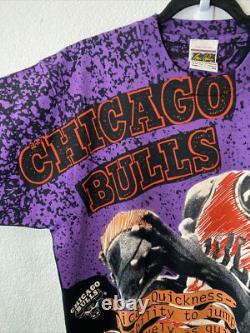 VTG Michael Jordan AOP Single Stitch Shirt MAGIC JOHNSON T's Chicago Bulls