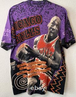 VTG Michael Jordan AOP Single Stitch Shirt MAGIC JOHNSON T's Chicago Bulls