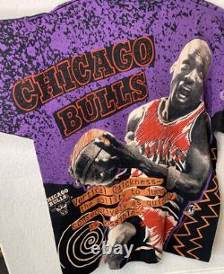 VTG Michael Jordan AOP Single Stitch Shirt MAGIC JOHNSON T's Chicago Bulls