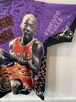 VTG Michael Jordan AOP Single Stitch Shirt MAGIC JOHNSON T's Chicago Bulls