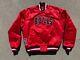 Vintage 90s NBA Chicago Bulls Starter Satin Bomber Jacket With Stitchef On Front