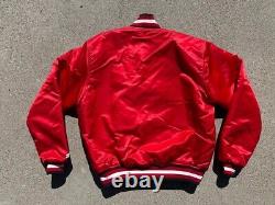 Vintage 90s NBA Chicago Bulls Starter Satin Bomber Jacket With Stitchef On Front