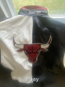 Vintage Chicago Bulls Starter Jacket Leather Mens Size XL VTG 90s Jordan