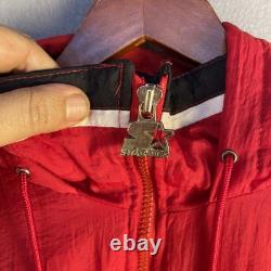 Vintage Chicago Bulls Starter Jacket Mens XL Red Hooded Pouch NBA 90s Jordan