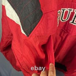 Vintage Chicago Bulls Starter Jacket Mens XL Red Hooded Pouch NBA 90s Jordan