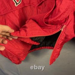 Vintage Chicago Bulls Starter Jacket Mens XL Red Hooded Pouch NBA 90s Jordan