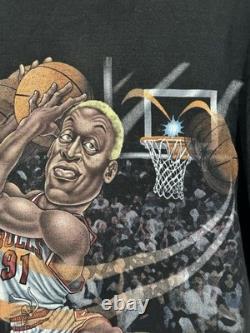 Vintage Dennis Rodman Pro Player 90s Chicago Bulls NBA Basketball Black T-Shirt