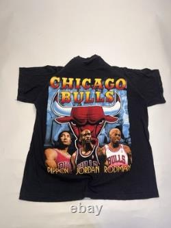 Vintage NBA Chicago Bulls Basketball 1996 Champions Jordan Rap Tee T-Shirt XL