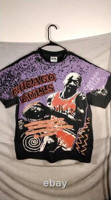 Vintage Tultex Michael Jordan Chicago Bulls Shirt All Over Print Mens XL Single