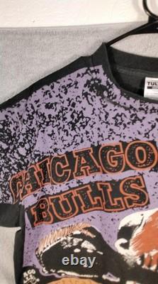 Vintage Tultex Michael Jordan Chicago Bulls Shirt All Over Print Mens XL Single