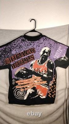 Vintage Tultex Michael Jordan Chicago Bulls Shirt All Over Print Mens XL Single