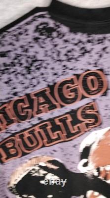 Vintage Tultex Michael Jordan Chicago Bulls Shirt All Over Print Mens XL Single