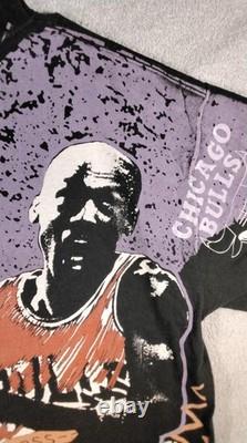 Vintage Tultex Michael Jordan Chicago Bulls Shirt All Over Print Mens XL Single